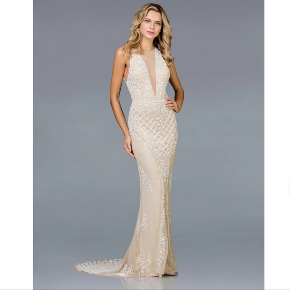 Scala Dresses & Skirts - Scala Beige Backless Gown